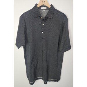 Peter Millar Men's Sz. M Blk/White Print Cotton Polo Shirt